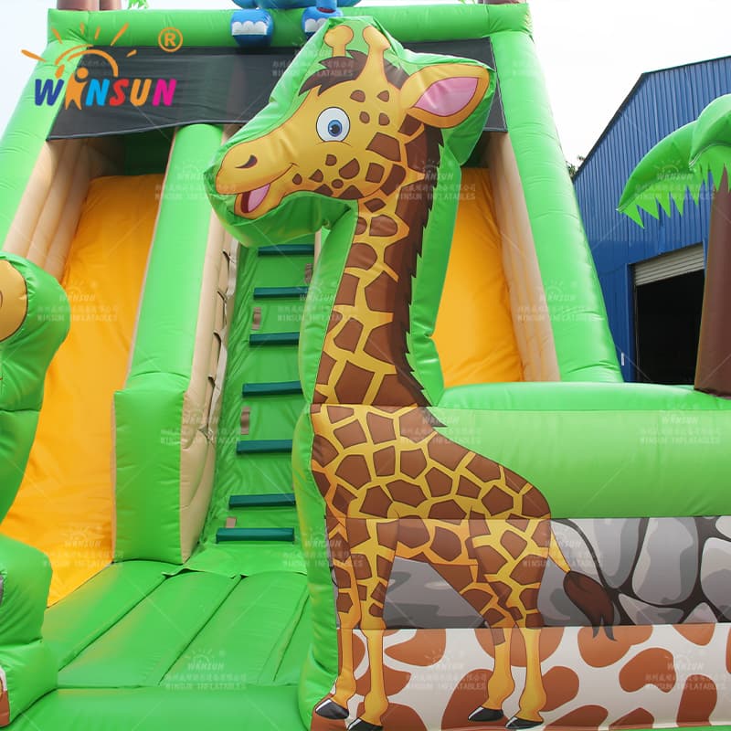 Jungle Animals Inflatable Dry Slide