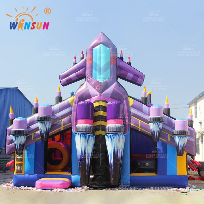 Rocket Theme Inflatable Funland with cover