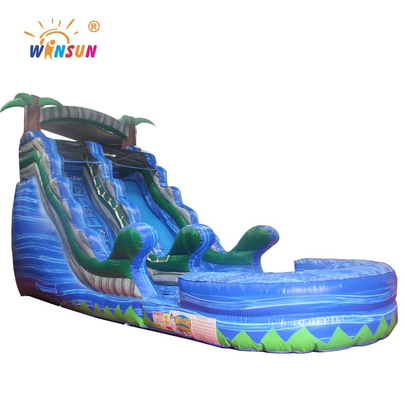 Tropical Blue Marble Inflatable Water Slide
