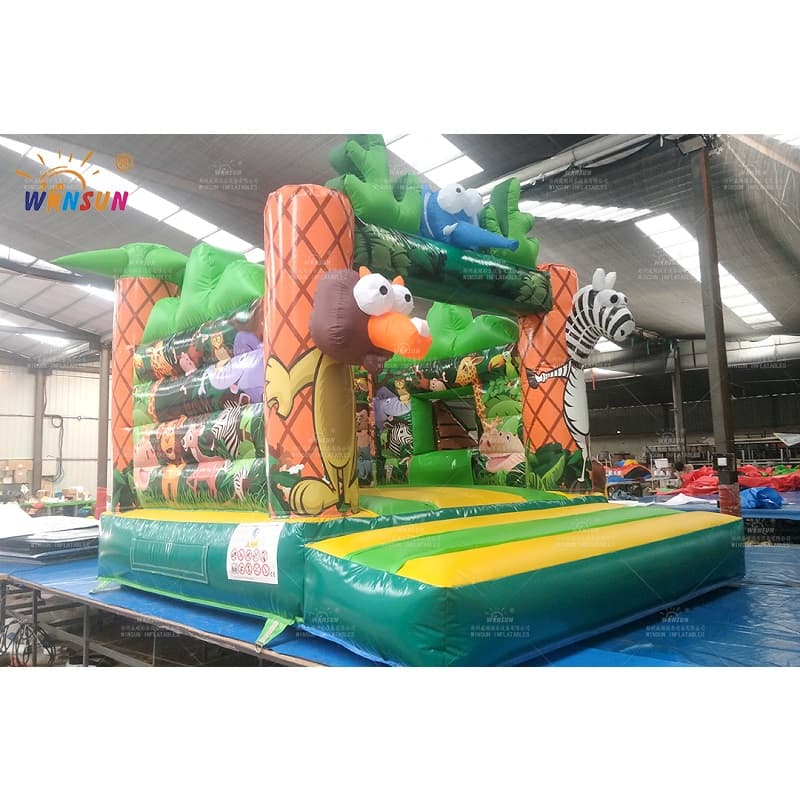 Inflatable Jungle Animal Jumping Castle with slide