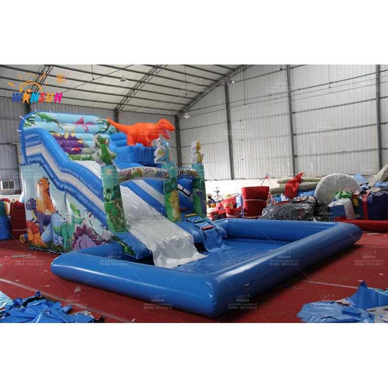 Dinasour Inflatable Water Slide With Airtight Pool