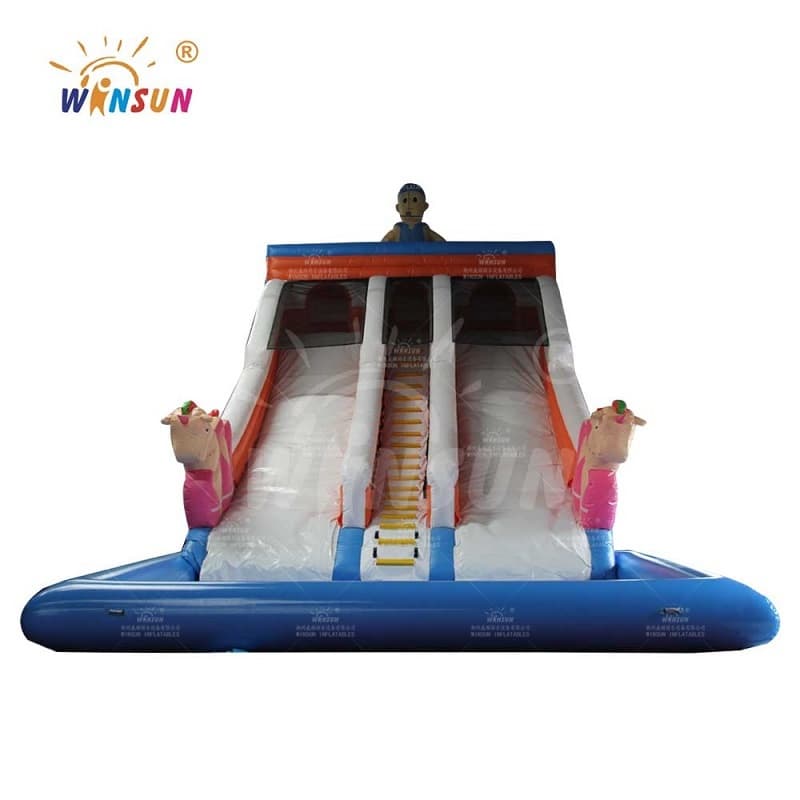 Inflatable Water Slide With Airtight Pool