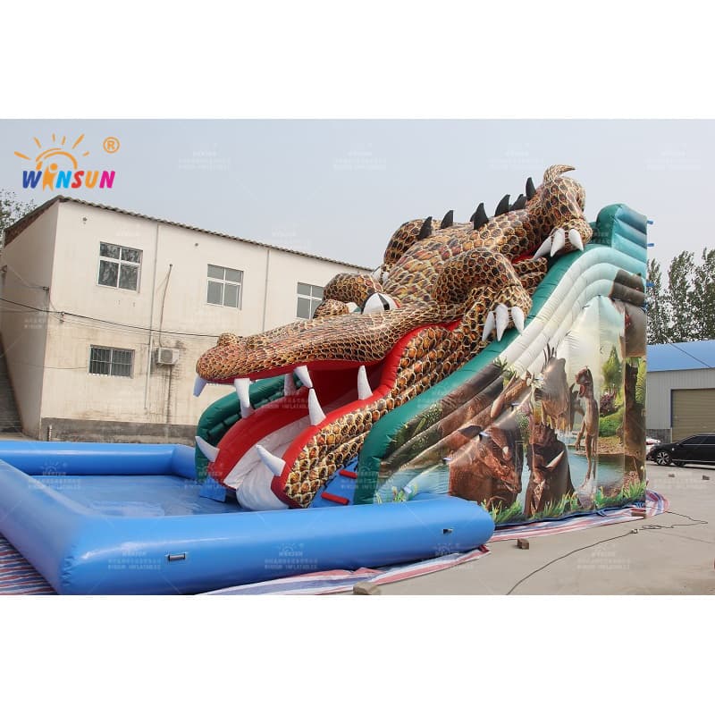 Crocodile Inflatable Water Slide with Airtight pool