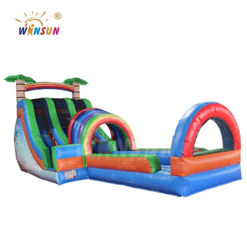Inflatable Dual Lane Water Slide With Pool