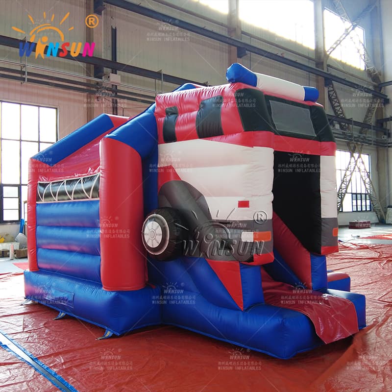 Inflatable Bouncer with Slide Fire Truck Theme