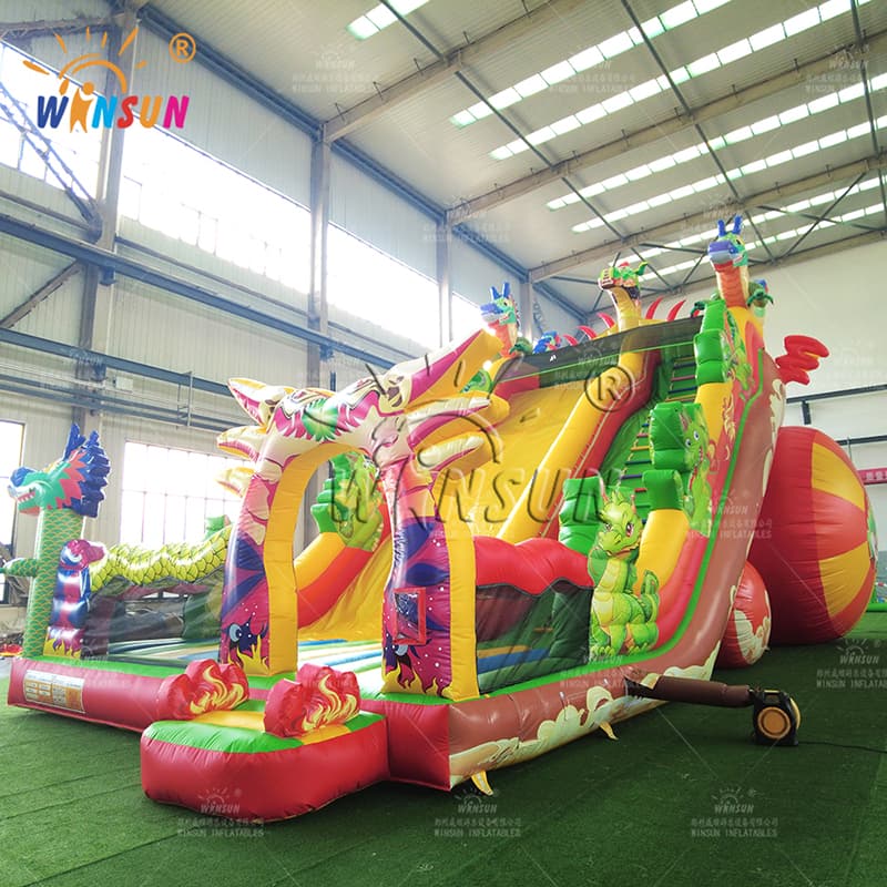 Fire Dragon Theme Giant Inflatable Dry Slide
